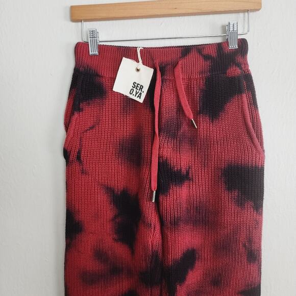 NEW Ser.O.Ya Ida Knit Distressed Red Tie-Dye Drawstring Jogger Track Pants - Picture 10 of 11